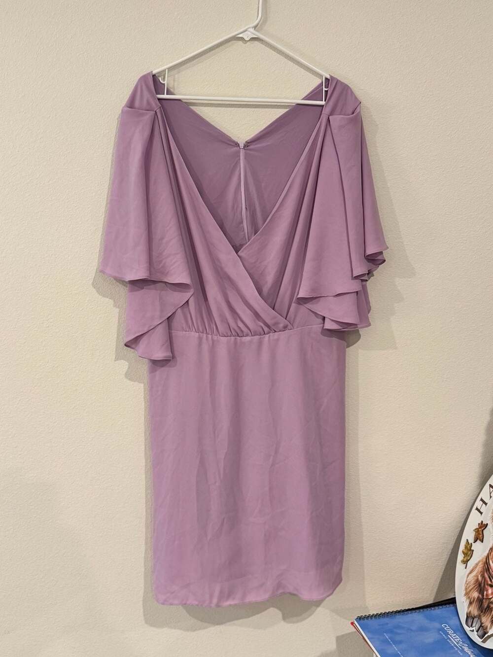 SHEIN Curve Dress 4XL Lavender Butterfly Sleeve Surplice Neck Chiffon